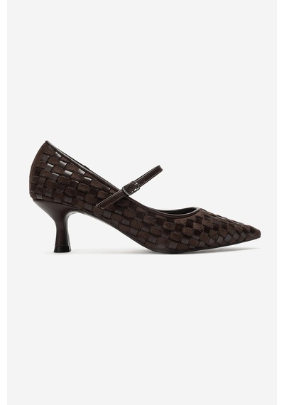 Luvi Shoes Rhodes Kahverengi Örgülü Kadın Kısa Topuklu Ayakkabı Luvi Shoes Rhodes Kahverengi Örgülü Kadın Kısa Topuklu Ayakkabı