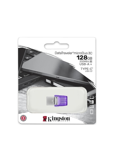 Kingston Data Traveler MicroDuo 3C DTDUO3CG3/128GB 128 GB USB 3.2 Gen 1 Flash Bellek