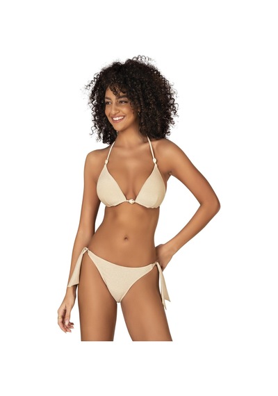 Endeep Kadın Yarım Dolgulu Aksesuarlı Simli Bej Bikini Takımı-bej