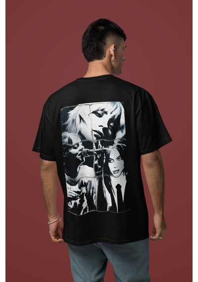 Sevbano Tasarım Vintage Billie Eilish Sırt Baskılı Unisex Oversize Şarkıc Siyah