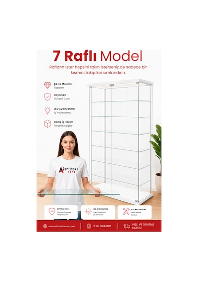 Beyaz Çift Kapaklı 7 Raflı Kilitli Ledli Camlı Koleksiyon Vitrini - Dolap - Kitaplık Raflı - Detolf Gümüşlük Sergi Dolabı Beyaz Çift Kapaklı 7 Raflı Kilitli Ledli Camlı Koleksiyon Vitrini - Dolap - Kitaplık Raflı - Detolf Gümüşlük Sergi Dolabı