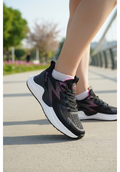 Enoch Kadın Spor Ayakkabı Desenli Nefes Alabilir File Sneaker Taban Koşu Yürüyüş Ayakkabısı Siyah - Fuşya Enoch Kadın Spor Ayakkabı Desenli Nefes Alabilir File Sneaker Taban Koşu Yürüyüş Ayakkabısı Siyah - Fuşya