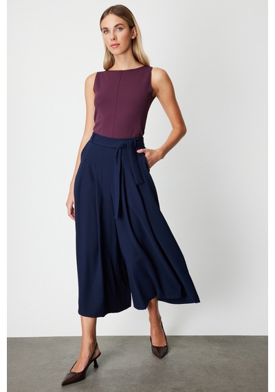 On Fashion Beli Deri Kemerli Pileli Pantolon Bordo