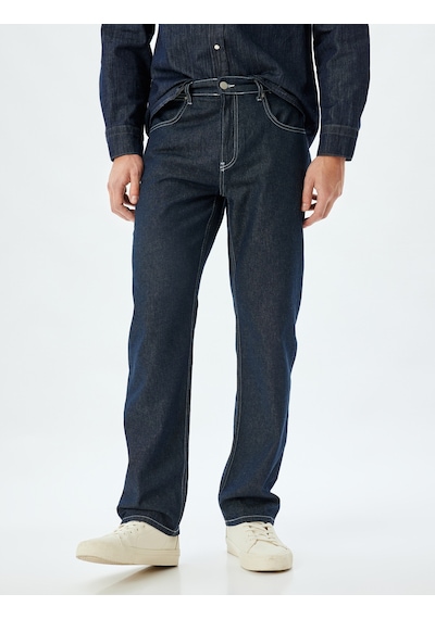 Koton Straight Fit Kot Pantolon - Mark Jean Koyu İndigo 5wam40117ıd İndigo