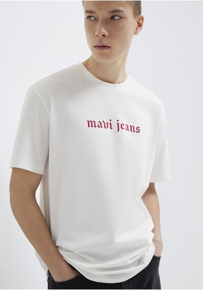 Mavi - Mavi Jeans Baskılı Ekru Tişört 0613201-70057 Ekru