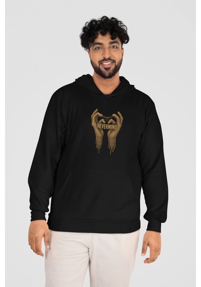 Oversize Unisex Sweatshirt - Kapüşonlu Özel Hoodie Siyah