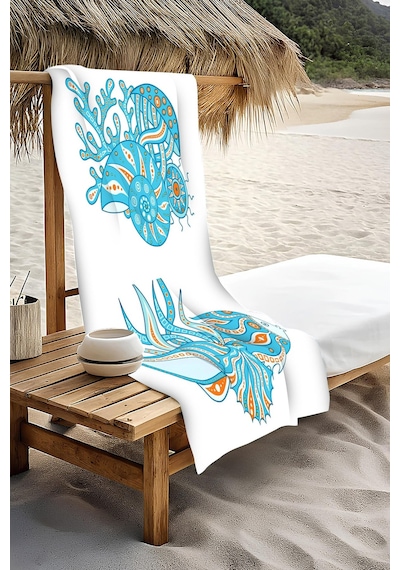 Dijital Baskı Plaj Deniz Havlusu 80 X 160 Cm Peştamal Hvl0285 Renkli