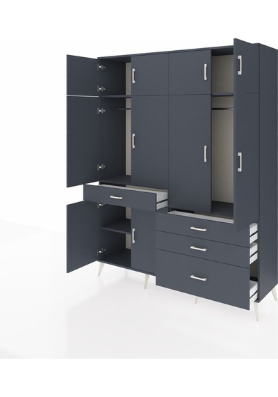 Hyperion Gardrop 5 Raflı 4 Çekmeceli 2 Askılı 176x44x221 Antrasit-antrasit Antrasit Hyperion Gardrop 5 Raflı 4 Çekmeceli 2 Askılı 176x44x221 Antrasit-antrasit Antrasit