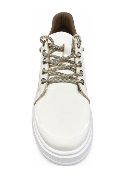 Papucumun Dünyası Kadın Bağcıklı Sneaker Ayakkabı Kırık Beyaz