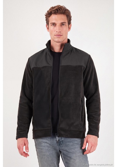 Buratti Regular Fit Garnili Dik Yaka Sıcak Tutan Polar Mont Erkek Polar Mont 59060443 Antrasit