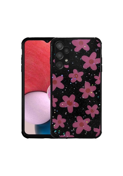 Zore Samsung Galaxy Uyumlu A13 4g Kılıf Simli Desenli Kamera Korumalı Parlak Ogaa Popy Kapak - Çiçek