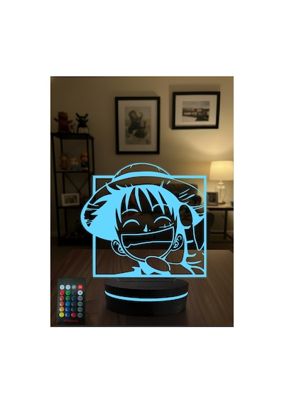 One Piece Luffy 3d Led Gece Lambası Rgb Kumandalı Anime Masa Lambası Dekoratif Gece Işığı