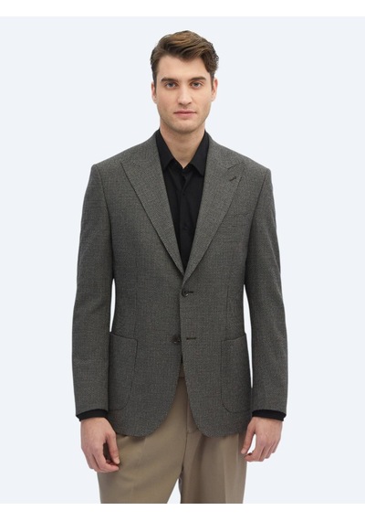 Kip Vizon Desenli Modern Fit Ceket Vizon