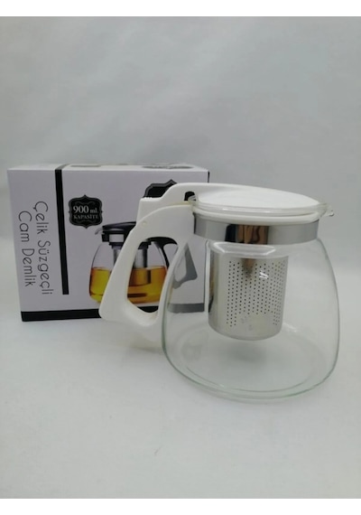 Çelik Süzgeçli Cam Demlik 900 Ml. Royaleks-8882 Çok Renkli