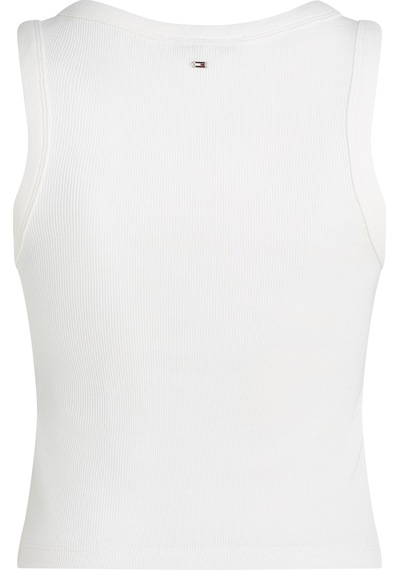 Slım Henley Gb Scoop-nk Tank Top Kadın Beyaz T-shirt - Ww0ww43920 Beyaz