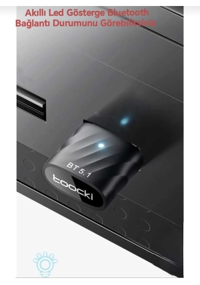 Toocki Bluetooth Adaptör 5.1 Hızlı Usb Bluetooth Adaptör 5.1 Yeni Nesil Bluetooth Adaptör