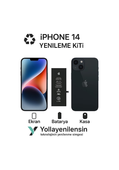 Apple Uyumlu iPhone 14 Kiti Ekran + Batarya + Arka Kasa e Eş Değer Kalite Parçalar