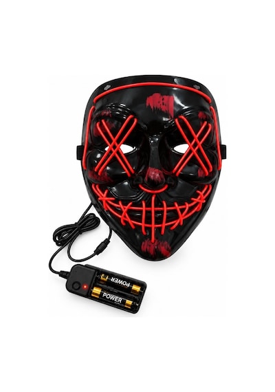Cadılar Bayramı Kırmızı Neon Işıklı Purge Maske Led Korku Maskesi Tüm Yaşlar
