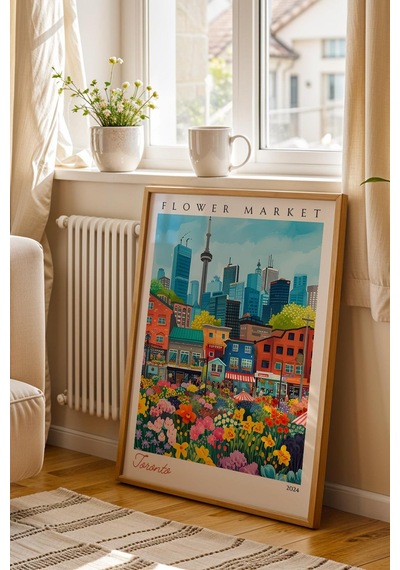 Toronto Kanada Çerçeveli Tablo Seyahat Severlere Salon Ve Ofis İçin Estetik Duvar Dekoru Travel Flower Market