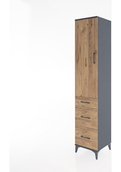 Hyperion Dolap 3 Raflı 3 Çekmeceli Tek Kapaklı 44x44x221 Antrasit-çam Antrasit Hyperion Dolap 3 Raflı 3 Çekmeceli Tek Kapaklı 44x44x221 Antrasit-çam Antrasit