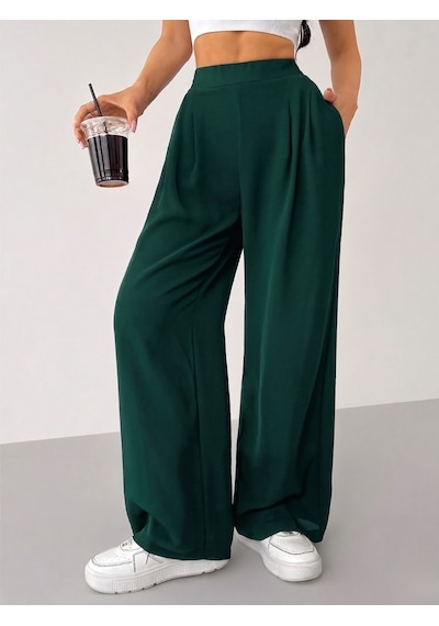 Genius Store Kadın Pantolon Scuba Krep Kumaş Beli Lastikli Cepli Pileli Geniş Paça Palazzo Pantolon Scuba-crep Yeşil Genius Store Kadın Pantolon Scuba Krep Kumaş Beli Lastikli Cepli Pileli Geniş Paça Palazzo Pantolon Scuba-crep Yeşil