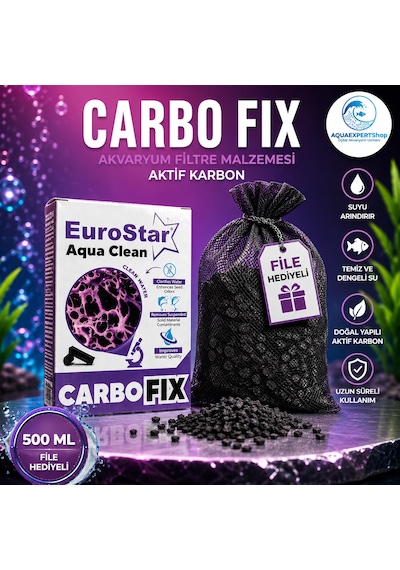 Euro Star - Carbo Fix - Akvaryum Filtre Malzemesi - Aktif Karbon - Üstün Temizlik Gücü - 500 Ml - File Hediyeli