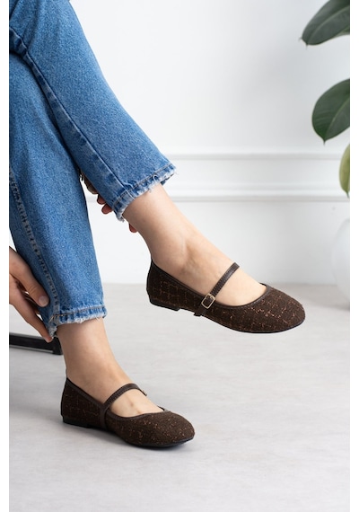 Shoetek Sawra Kadın Babet Önden Bantlı Tokalı Keten Dokumalı Kahverengi Kahve Çizgili Shoetek Sawra Kadın Babet Önden Bantlı Tokalı Keten Dokumalı Kahverengi Kahve Çizgili