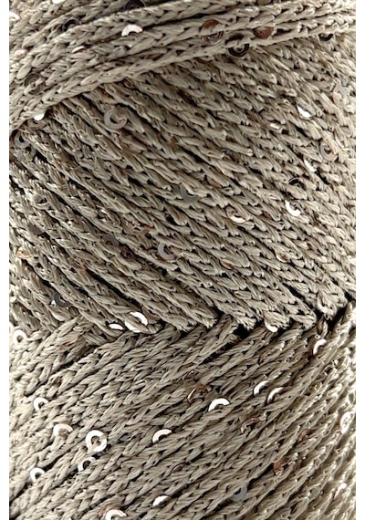 Sensy Paillette Pullu Polyester Makrome İpi Polyester Pullu Makrome İp Pullu Çanta İpliği Sütlü Kahve