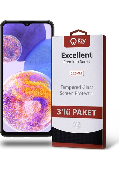 Samsung Galaxy A23 ile Uyumlu Kırılmaz Temperli Ekran Koruyucu Cam Ekonomik 3'lü Paket