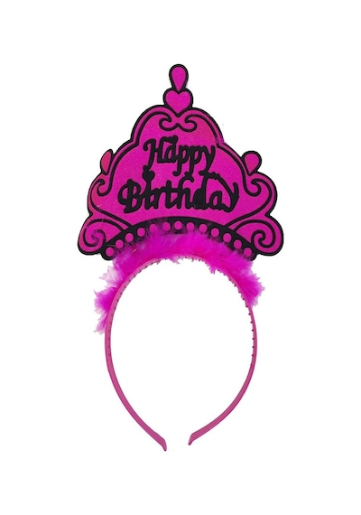Happy Birthday Neon Fuşya Renk Doğum Günü Tacı 24X15 Cm