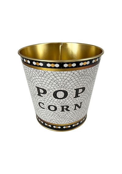 Metal Popcorn Kutusu - Patlamış Mısır Kovası 13.5 Cm, Mosaic Er149-1o Desenli