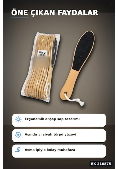 Ayak Ve Topuk Törpüsü Ahşap Saplı Pedikür Bakım Aleti - 12 Adet Set Bx-316875