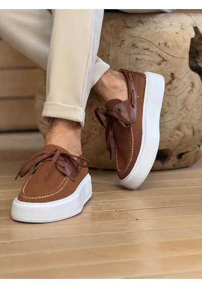 Roof Atelier Erkek Kahve Triko Kalın Taban Loafer Ayakkabı - 2602 - Triko Kahve