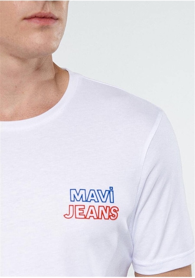 Mavi M066841-620 Beyaz Erkek Mavi Baskılı T-shirt Beyaz