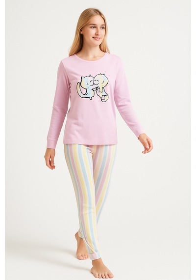 Mutlu City Kadın Yumuşak Doku Termal Pijama Takımı 42050 Pembe