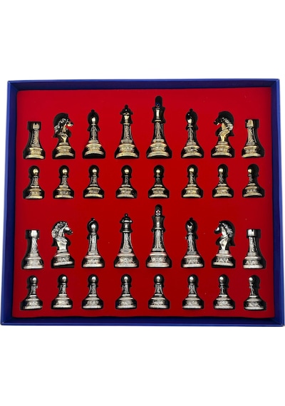 Sadece Satranç Taşı İsteyene Gifthome Premium Battal Boy Metal İşlemeli Klasik Satranç Taşı