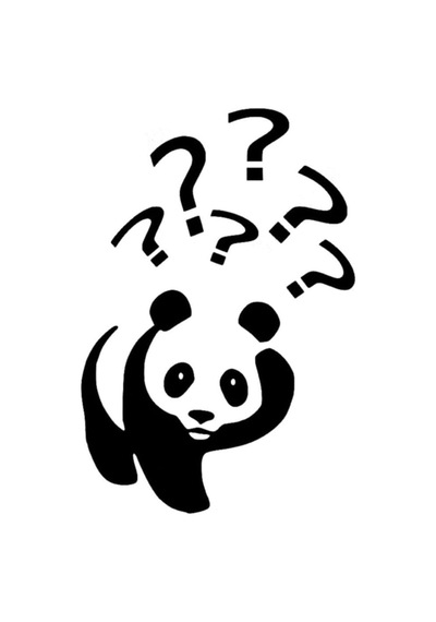 Kafasında Soru Işareti Olan Panda Sticker 15cm Çok Renkli, Ey-1-178