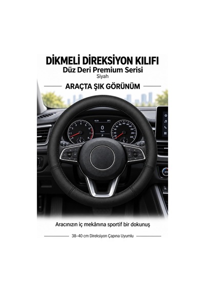 Trobus Opel Astra 2024 Ve Sonrası Uyumlu Dikmeli Direksiyon Kılıfı Düz Deri Premium Siyah