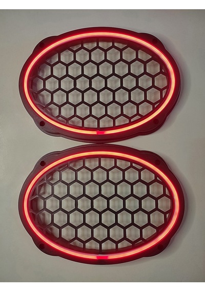 Hoparlör Kapağı Oval 20 Cm Ledli 2'li Takım - Kırmızı