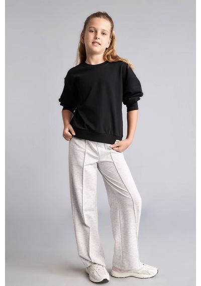 Defacto Pamuklu Relaxed Fit Siyah Kız Çocuk Sweatshirt E6842a8/bk81