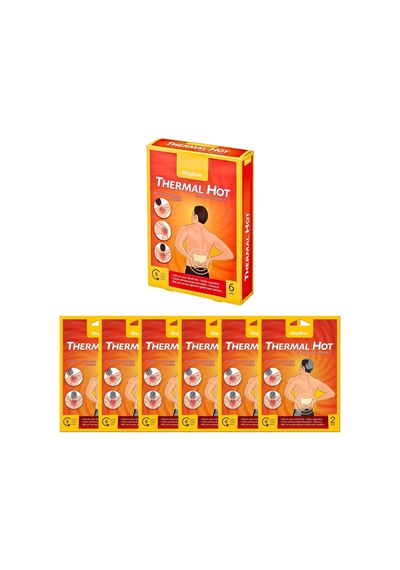 Stopever Thermal Hot Terapi Flasteri - 6'lı Paket Kas Ve Bel Ağrılarını Hafifletmeye Yardımcı 8 Saat Etkili Isı Terapisi İlaç İçermez 12 Adet 6x2