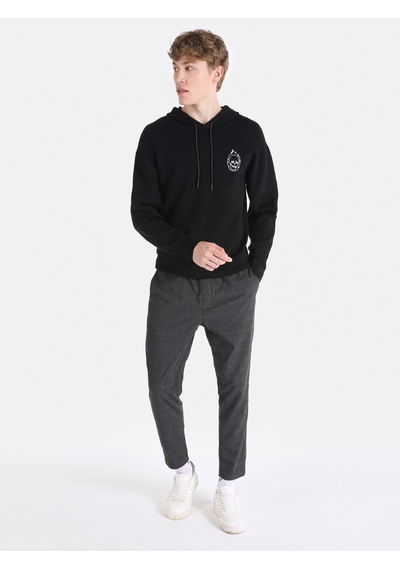 Colin's Colins Regular Fit Baskılı Kapüşonlu Siyah Erkek Kazak Cl1065585 Siyah