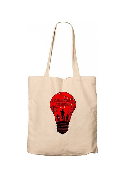 Stranger Things Lamp Krem Kanvas Bez Çanta Krem
