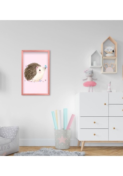 Bk Home Sevimli Kirpi Tasarımlı Dekoratif Pembe Ahşap Çerçeveli Ç (551088008)