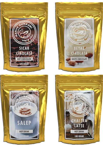 1x100 Gr Sıcak Çikolata 1x100 Gr Beyaz Çikolata 1x100 Gr Salep 1x100gr 1x100 Gr Chai Tea Latte Hazır