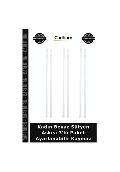 Carlburn Kadın Beyaz Sütyen Askısı 3'lü Paket Ayarlanabilir Kaymaz Kıyafet Eşyası Kolay Kullanım Günlük Model Beyaz-3