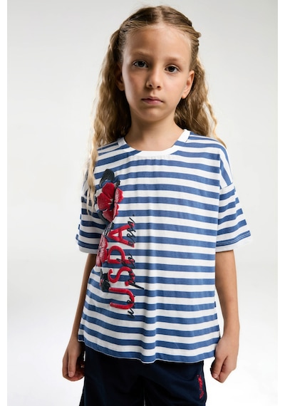 U.S. Polo Assn. U.s. Polo Assn Kız Çocuk Mavi Bermuda Takım Us2074-c-v1 Mavi