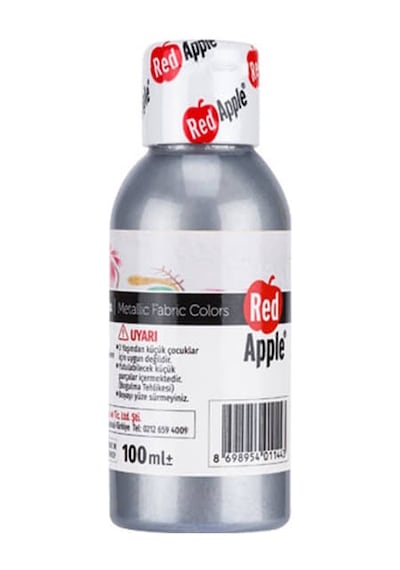 Red Apple Yaldız Kumaş Boyası 100 Ml Metalik Gümüş