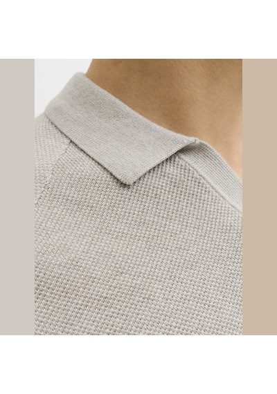 Jack & Jones Erkek Triko V Yaka Tisört- Hill - 12288251 Oatmeal
