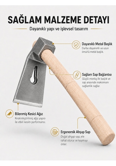 500 Gr Çelik Keser Dayanıklı Çift Yönlü Ahşap Saplı Ergonomik